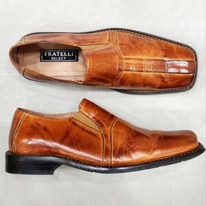 Fratelli Select dress loafer shoes men's size 10 M cognac brown leather